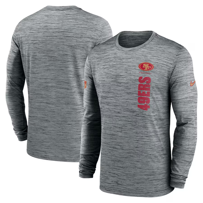 Men's San Francisco 49ers Gray 2024 Sideline Team Velocity Performance Long Sleeve T-Shirt